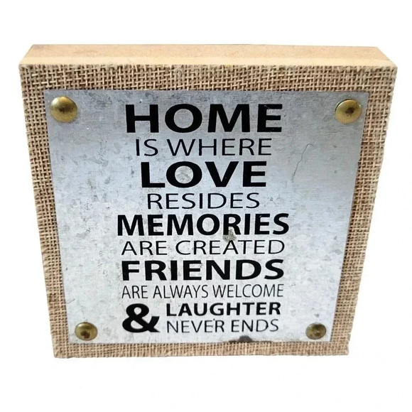Home Is Where Love Resides Desk Wall Art 4 5/8" x 4 5/8" Particle Board - Picture 1 of 2
